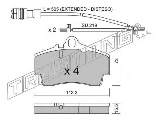 Комплект тормозных колодок, дисковый тормоз TRUSTING 674.0W