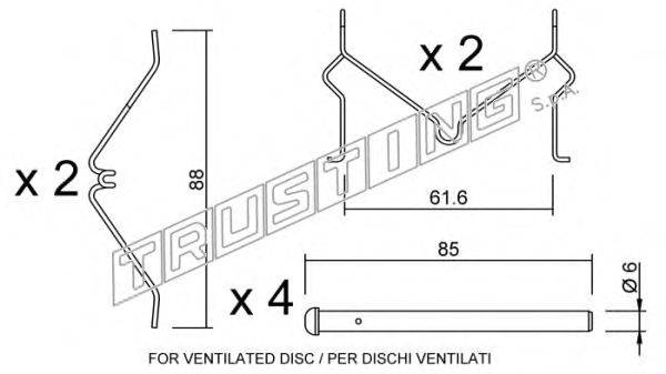 Комплектующие, колодки дискового тормоза TRUSTING KIT.058