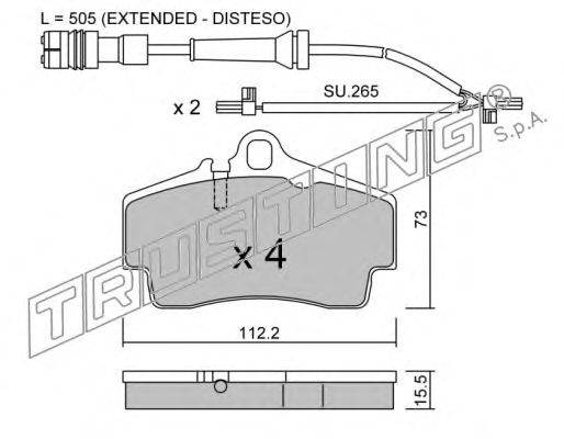 Комплект тормозных колодок, дисковый тормоз TRUSTING 674.1W