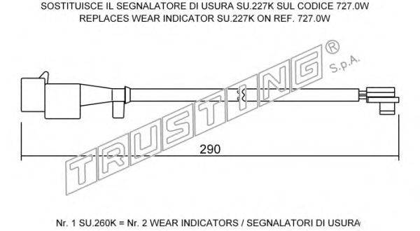 Сигнализатор, износ тормозных колодок TRUSTING SU.260K