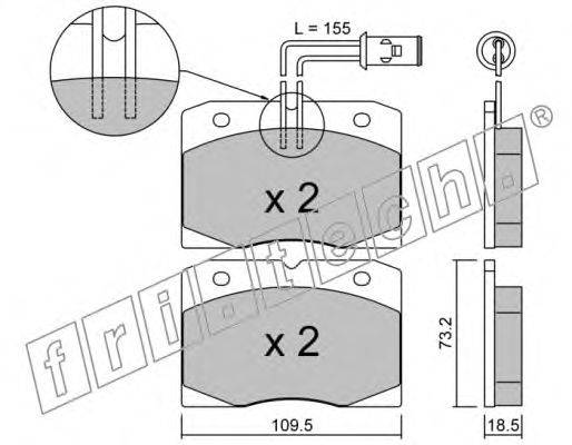 Комплект тормозных колодок, дисковый тормоз fri.tech. 21048