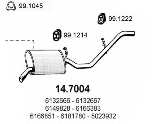Глушитель выхлопных газов конечный ASSO 14.7004