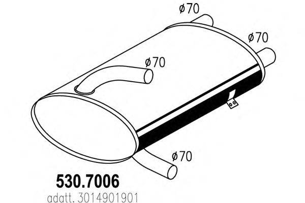 Средний / конечный глушитель ОГ ASSO 530.7006