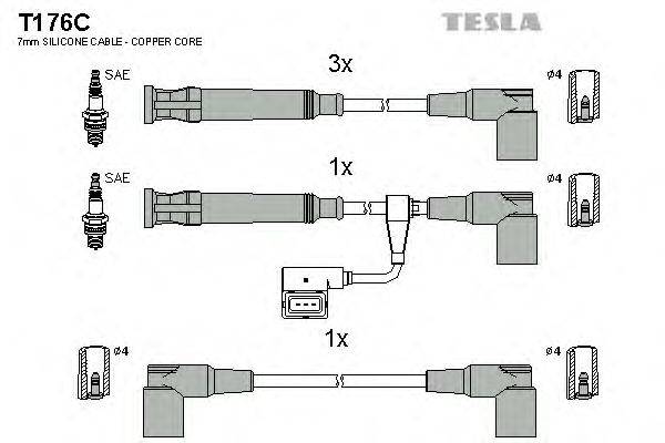 Комплект проводов зажигания TESLA T176C