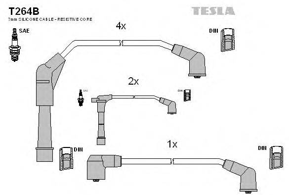 Комплект проводов зажигания TESLA T264B