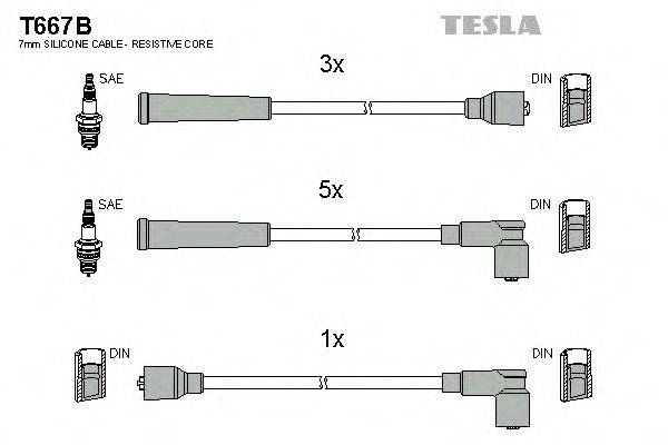 Комплект проводов зажигания TESLA T667B