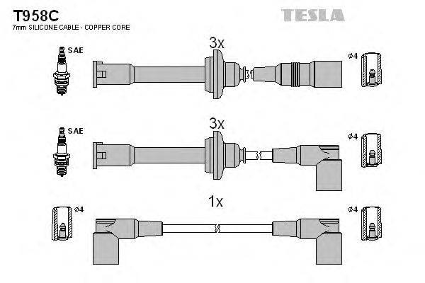 Комплект проводов зажигания TESLA T958C