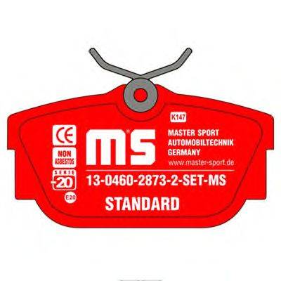 Комплект тормозных колодок, дисковый тормоз MASTER-SPORT 13-0460-2873-2-SET-MS