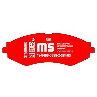 Комплект тормозных колодок, дисковый тормоз MASTER-SPORT 13-0460-5899-2-SET-MS