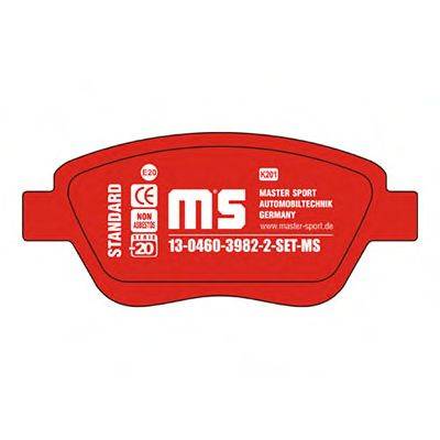 Комплект тормозных колодок, дисковый тормоз MASTER-SPORT 13-0460-3982-2-SET-MS