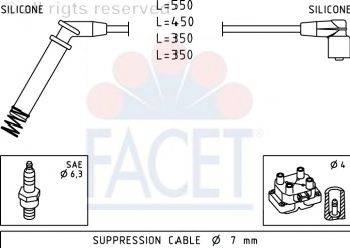 Комплект проводов зажигания FACET 49674