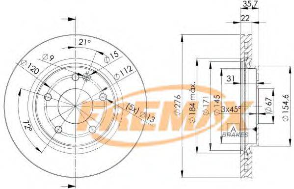 Тормозной диск FREMAX BD-0612