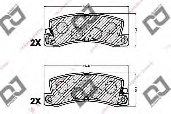 Комплект тормозных колодок, дисковый тормоз DJ PARTS BP1047