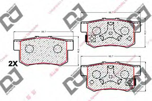 Комплект тормозных колодок, дисковый тормоз DJ PARTS BP1763