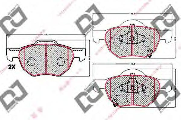 Комплект тормозных колодок, дисковый тормоз DJ PARTS BP1774