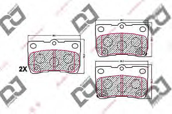 Комплект тормозных колодок, дисковый тормоз DJ PARTS BP1609