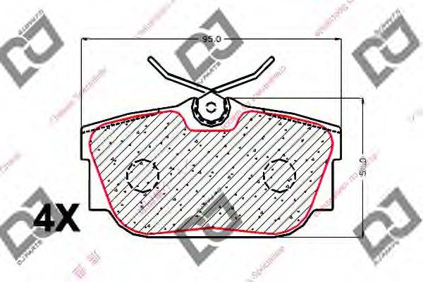 Комплект тормозных колодок, дисковый тормоз DJ PARTS BP2008