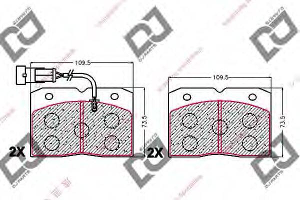 Комплект тормозных колодок, дисковый тормоз DJ PARTS BP2043