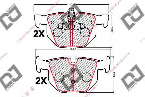 Комплект тормозных колодок, дисковый тормоз DJ PARTS BP2121