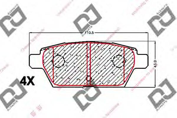 Комплект тормозных колодок, дисковый тормоз DJ PARTS BP1686