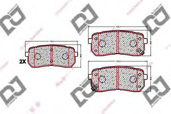 Комплект тормозных колодок, дисковый тормоз DJ PARTS BP1596