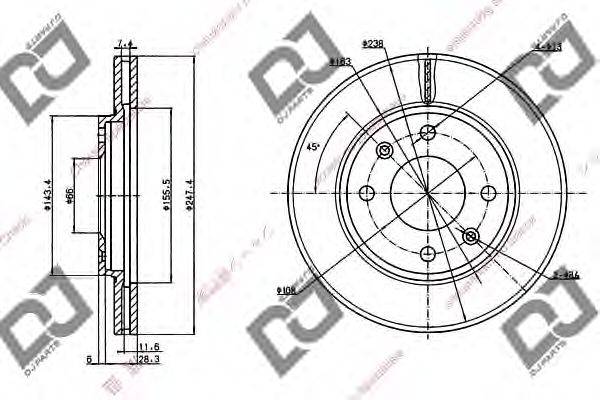 Тормозной диск DJ PARTS BD1184