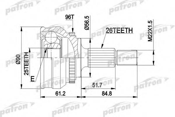 Шарнирный комплект, приводной вал PATRON PCV1127