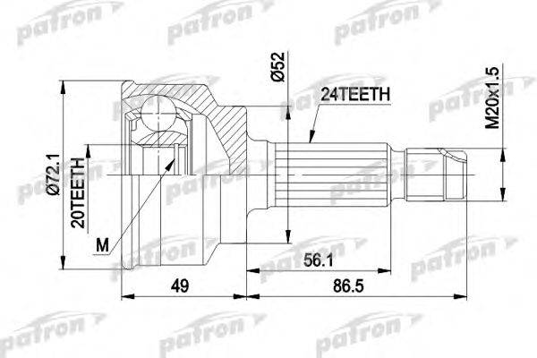Шарнирный комплект, приводной вал PATRON PCV1261