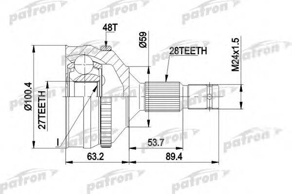 Шарнирный комплект, приводной вал PATRON PCV1264