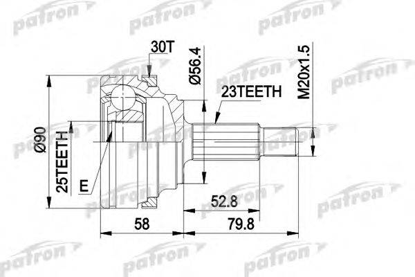 Шарнирный комплект, приводной вал PATRON PCV1336