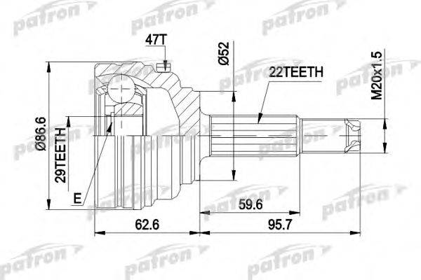 Шарнирный комплект, приводной вал PATRON PCV1401