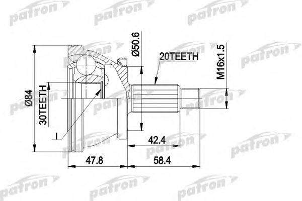 Шарнирный комплект, приводной вал PATRON PCV1403