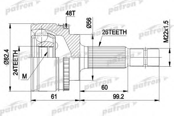 Шарнирный комплект, приводной вал PATRON PCV3445