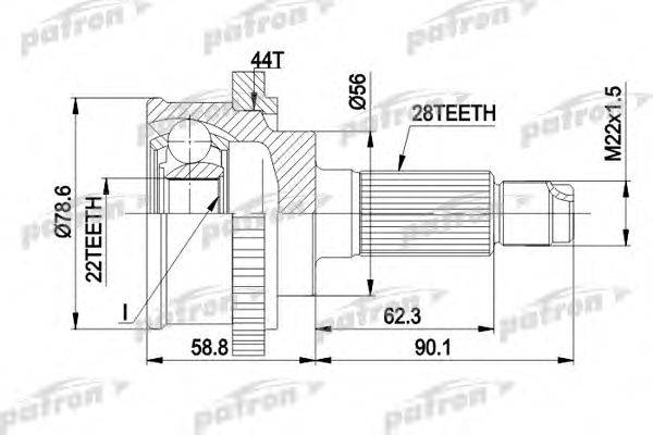 Шарнирный комплект, приводной вал PATRON PCV3850A