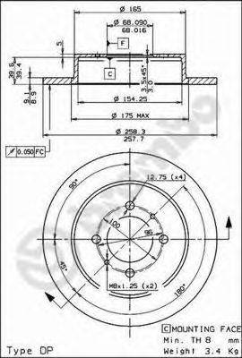 Тормозной диск BREMBO 08.5443.40