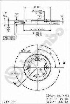 Тормозной диск BREMBO 09.5947.10