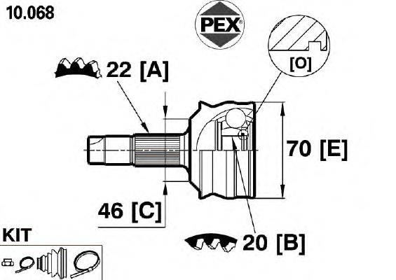 Шарнир, приводной вал PEX 10.068