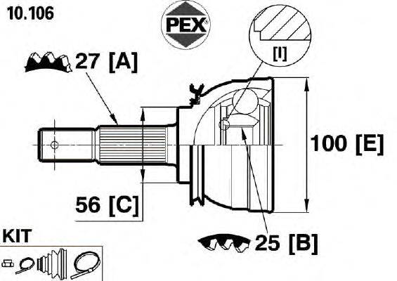 Шарнир, приводной вал PEX 10.106