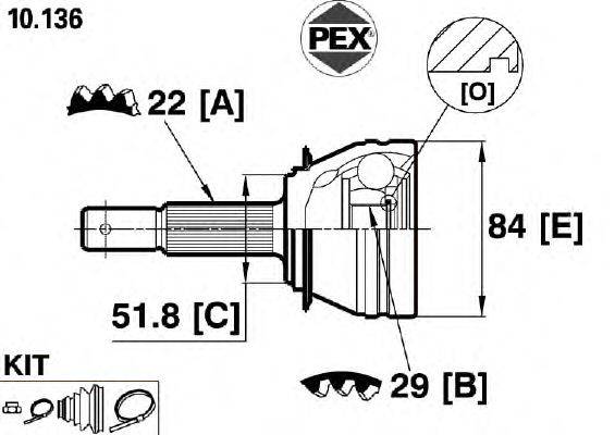 Шарнир, приводной вал PEX 10.136