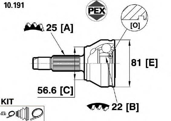 Шарнир, приводной вал PEX 10191