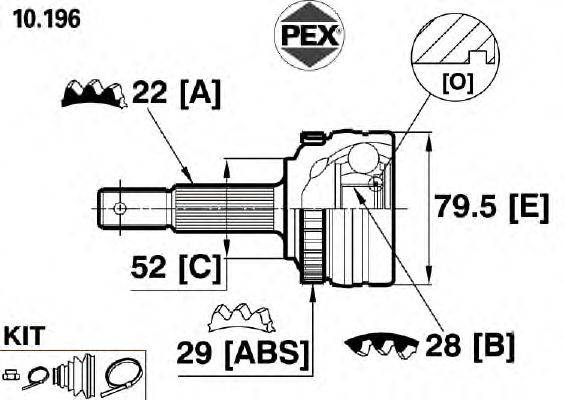 Шарнир, приводной вал PEX 10.196