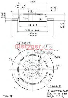 Тормозной диск METZGER 14913 V