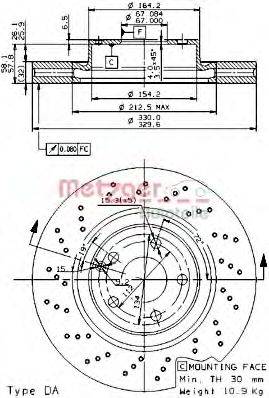 Тормозной диск METZGER 24975 V