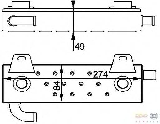 масляный радиатор, двигательное масло BEHR HELLA SERVICE 8MO376725071