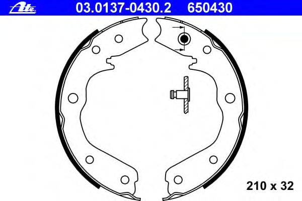 Комплект тормозных колодок, стояночная тормозная система ATE 03.0137-0430.2