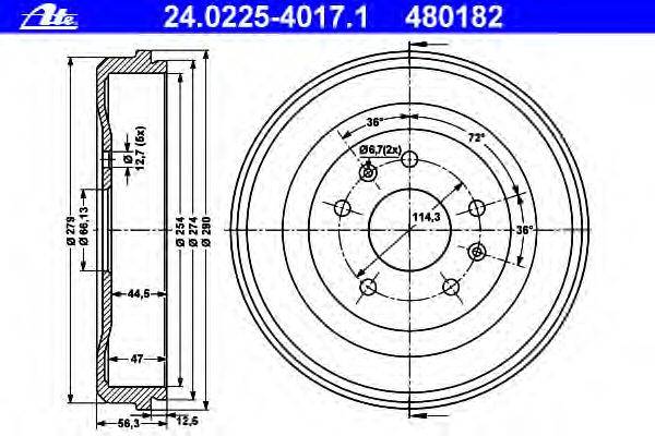 Тормозной барабан ATE 24.0225-4017.1