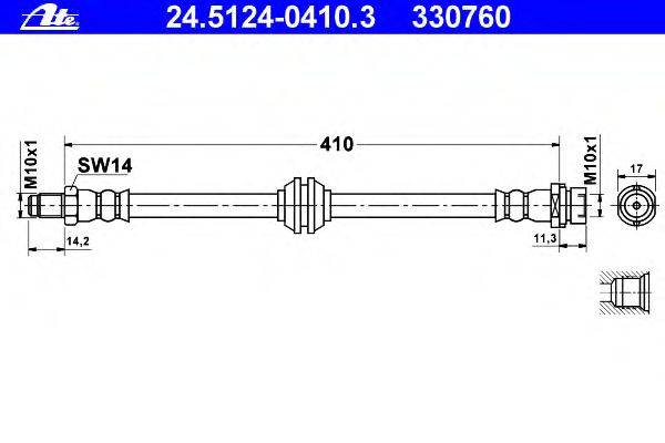 Тормозной шланг ATE 24.5124-0410.3