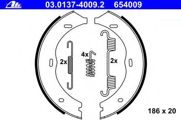 Комплект тормозных колодок, стояночная тормозная система ATE 03013740092