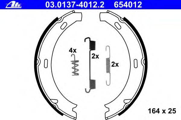 Комплект тормозных колодок, стояночная тормозная система ATE 03.0137-4012.2