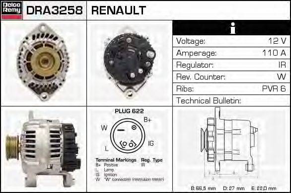 Генератор DELCO REMY DRA3258